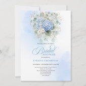 Classic Blue Floral Bridal Shower Gold Invitation Kaart (Voorkant)