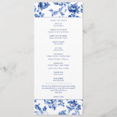 Classic Blue Floral Delfts huwelijksceremonie Programmakaart (Achterkant)