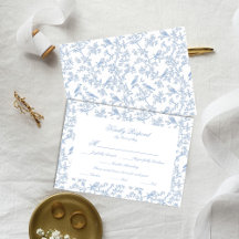 Classic Blue Floral Garden Toile Response Card