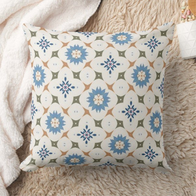 Classic Blue Floral Mosaic Kussen (Deken)
