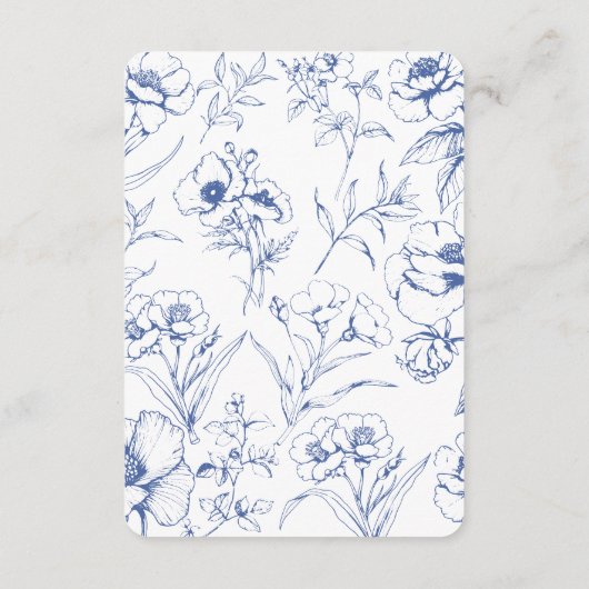 Classic Blue Floral Ornament Luierverloting Informatiekaartje (Achterkant)