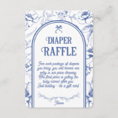 Classic Blue Floral Ornament Luierverloting Informatiekaartje (Voorkant)