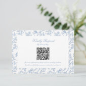 Classic Blue Floral Toile QR code RSVP (Staand voorkant)