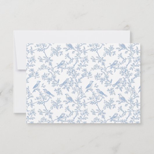Classic Blue Floral Toile QR code RSVP Kaartje (Achterkant)