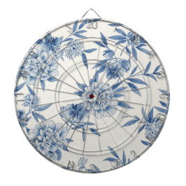 Classic Blue Floral Toile Watercolor Pattern White Dartbord