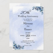 Classic Blue Floral Wedding Jubileum Uitnodiging (Voorkant / Achterkant)