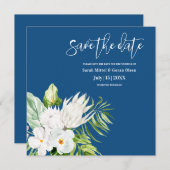 Classic Blue Floral Wedding Save the Date (Voorkant / Achterkant)