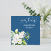 Classic Blue Floral Wedding Save the Date (Staand voorkant)