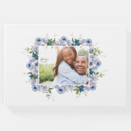 Classic Blue Floral Wedding Verloving Foto Gastenboek