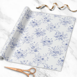 Classic Blue Flowers Pattern French blue toile Cadeaupapier