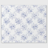 Classic Blue Flowers Pattern French blue toile Cadeaupapier (Vlak)