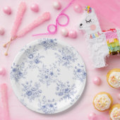 Classic Blue Flowers Pattern French blue toile Papieren Bordje (Feest)