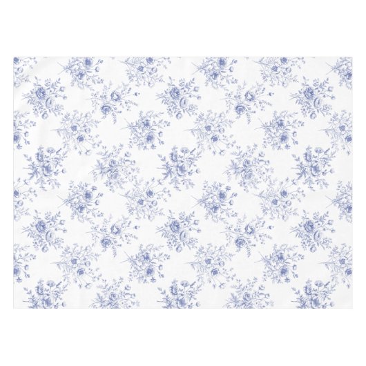 Classic Blue Flowers Pattern French blue toile Tafelkleed (Voorkant (Horizontaal))