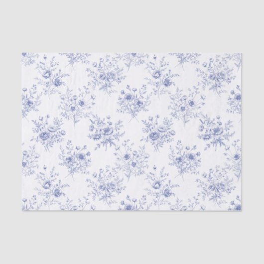 Classic Blue Flowers Pattern French blue toile  Tissuepapier (Voorkant)