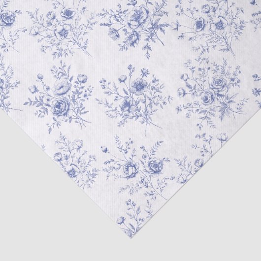 Classic Blue Flowers Pattern French blue toile  Tissuepapier (Detail)