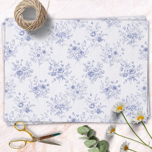Classic Blue Flowers Pattern French blue toile Tissuepapier