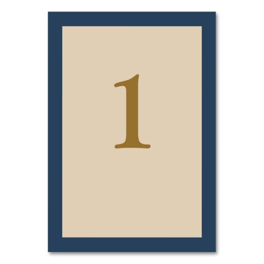 Classic Blue Framed Wedding Table Number Kaart (Voorkant)