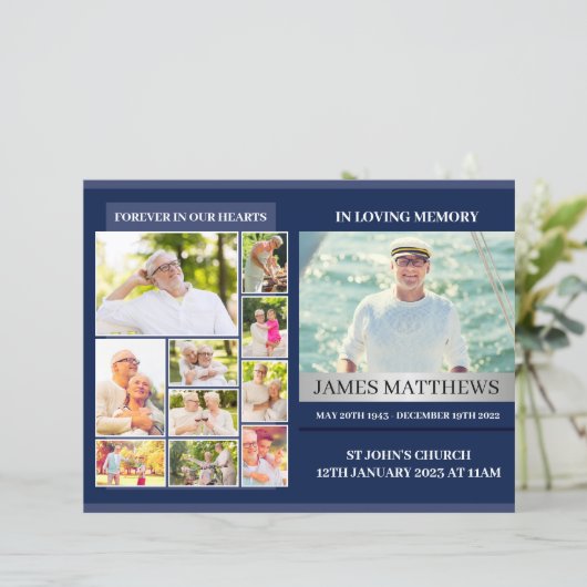 Classic Blue Funeral Programme (Staand voorkant)