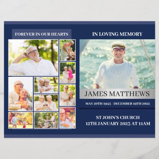 Classic Blue Funeral Programme (Voorkant)