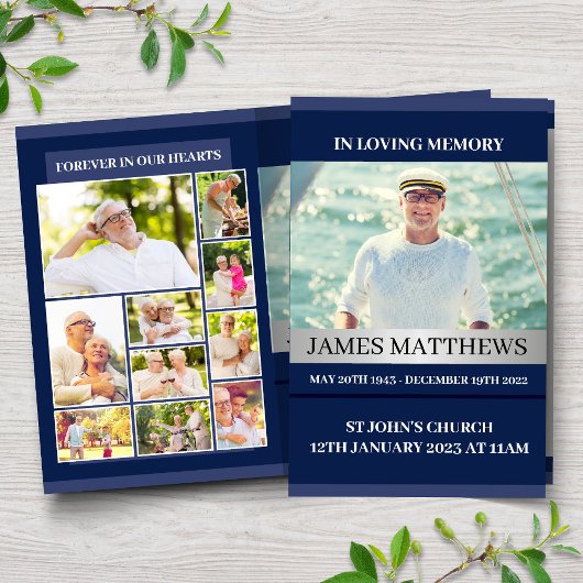 Classic Blue Funeral Programme