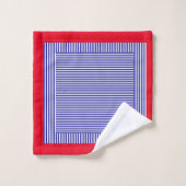 CLASSIC BLUE GEOMETRISCH STRIPE RED TRIM BAD HANDDOEK (Wasdoekje)