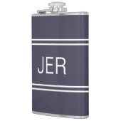 Classic Blue Gepersonaliseerde Monogram Initialen  Heupfles (Links)