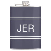Classic Blue Gepersonaliseerde Monogram Initialen  Heupfles (Voorkant)