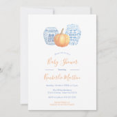 Classic Blue Ginger Jars Pumpkin Baby shower Party Kaart (Voorkant)