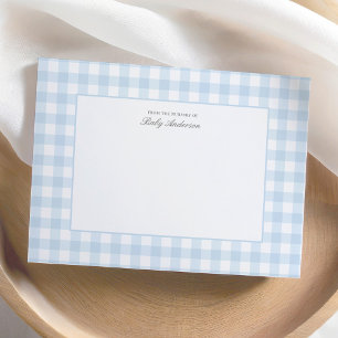 Classic Blue Gingham Baby shower bedankkaart