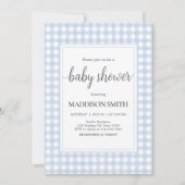 Classic Blue Gingham Baby shower Kaart (Voorkant)