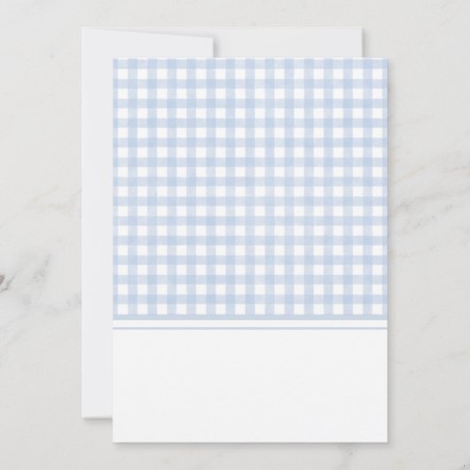 Classic Blue Gingham Baby shower Kaart (Achterkant)