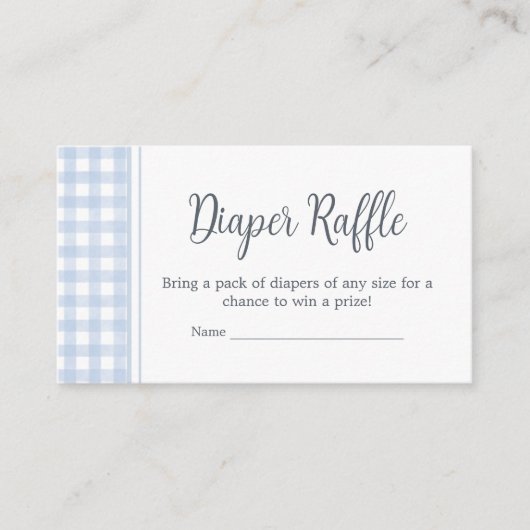 Classic Blue Gingham Baby shower luier Raffle Informatiekaartje (Voorkant)