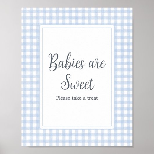 Classic Blue Gingham Baby's zijn zoet Poster (Voorkant)