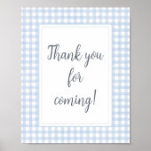 Classic Blue Gingham Bedankt voor het komen Poster (Voorkant)