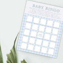 Classic Blue Gingham Boy Baby Bingo spel Kaarten