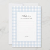 Classic Blue Gingham Boy Baby shower Advies Kaart (Voorkant)