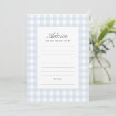 Classic Blue Gingham Boy Baby shower Advies Kaart (Staand voorkant)