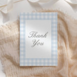 Classic Blue Gingham Boy Baby shower Bedankkaart<br><div class="desc">Zeg dank aan vrienden en familie voor het bijwonen van uw baby shower met deze elegante blauwe gingham bedankkaart.</div>