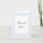 Classic Blue Gingham Boy Baby shower Bedankkaart (Voorkant)
