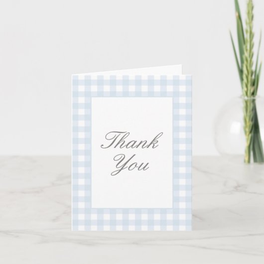 Classic Blue Gingham Boy Baby shower Bedankkaart (Voorkant)