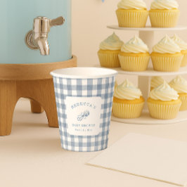 Classic Blue Gingham Boy Baby shower Decor Papieren Bekers