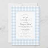 Classic Blue Gingham Boy Baby shower Kaart (Voorkant)