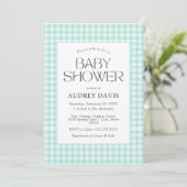 Classic Blue Gingham Boy Baby shower Kaart (Staand voorkant)