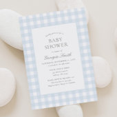 Classic Blue Gingham Boy Baby shower Kaart