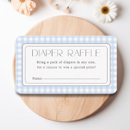 Classic Blue Gingham Boy Baby shower Luier Raffle Informatiekaartje