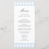 Classic Blue Gingham Boy Baby shower Menu (Voorkant)