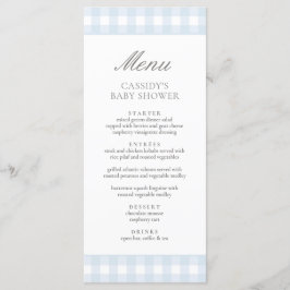 Classic Blue Gingham Boy Baby shower Menu