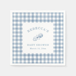 Classic Blue Gingham Boy Baby shower Servet