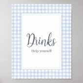 Classic Blue Gingham Drink Poster (Voorkant)