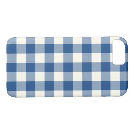 Classic Blue Gingham Pattern iPhone 7 Hoesje (Achterkant (Horizontaal))